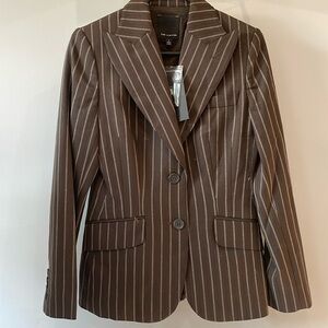 Dark brown pin stripe ladies blazer / jacket nwt small size very classy